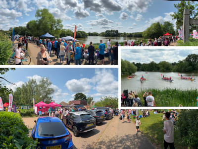 Another spectacular Dragon Boat Race at Goldsworth Park Lake
