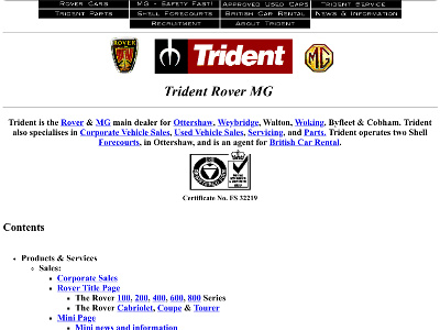 Trident launches the first Rover MG franchised dealer website