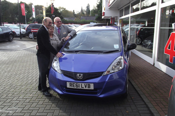 Woking Hospice raffle winner collects his brand new Jazz