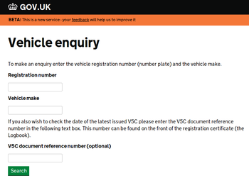 New Government Vehicle Enquiry Service