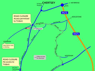 Roadworks diversion map